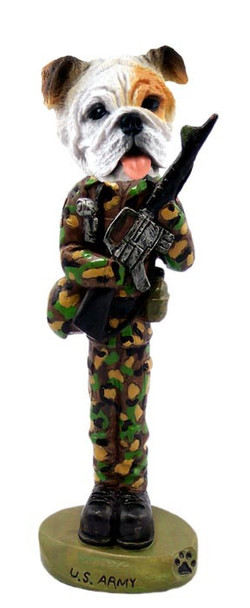 White Bulldog U S Army Doogie Collectible Dog Figurine