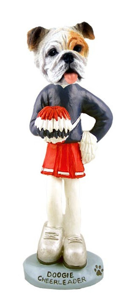 White Bulldog Cheerleader Doogie Collectible Dog Figurine