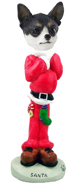Black & White Chihuahua Santa Doogie Collectible Dog Figurine