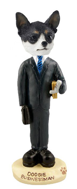 Black & White Chihuahua Businessman Doogie Collectible Dog Figurine