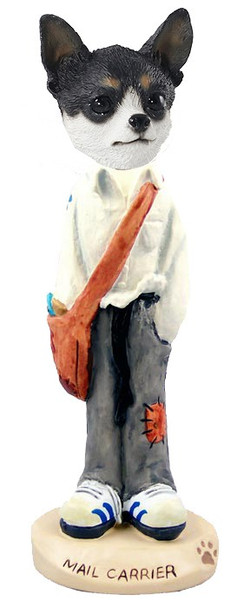 Black & White Chihuahua Mail Carrier Doogie Collectible Dog Figurine