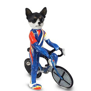 Black & White Chihuahua Bicycle Doogie Collectible Dog Figurine
