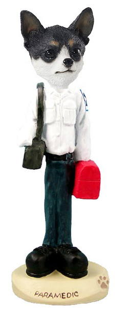 Black & White Chihuahua Paramedic Doogie Collectible Dog Figurine
