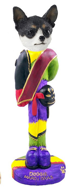 Black & White Chihuahua Mardi Gras Doogie Collectible Dog Figurine