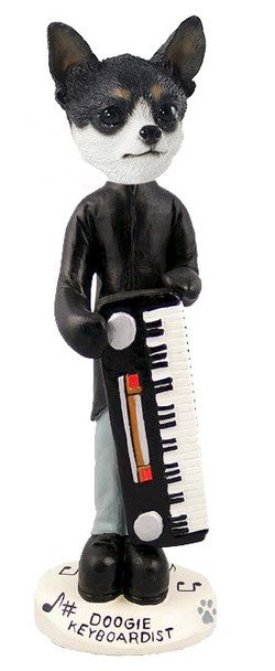 Black & White Chihuahua Keyboardist Doogie Collectible Dog Figurine