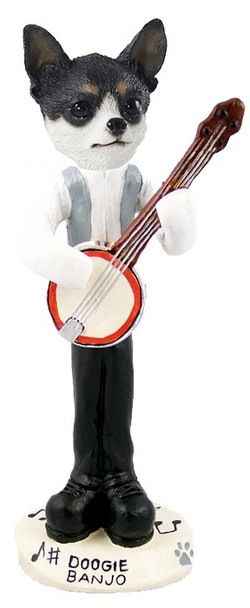 Black & White Chihuahua Banjo Doogie Collectible Dog Figurine