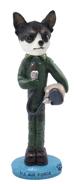 Black & White Chihuahua U S Air Force Doogie Collectible Dog Figurine