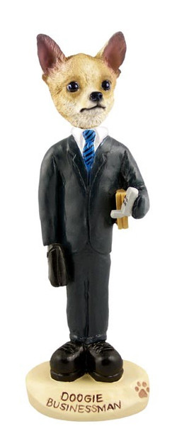Tan & White Chihuahua Businessman Doogie Collectible Dog Figurine