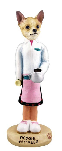 Tan & White Chihuahua Waitress Doogie Collectible Dog Figurine