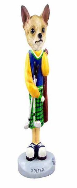 Tan & White Chihuahua Golf Doogie Collectible Dog Figurine