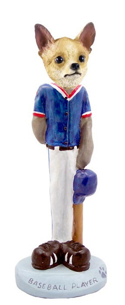 Tan & White Chihuahua Baseball Player Doogie Collectible Dog Figurine
