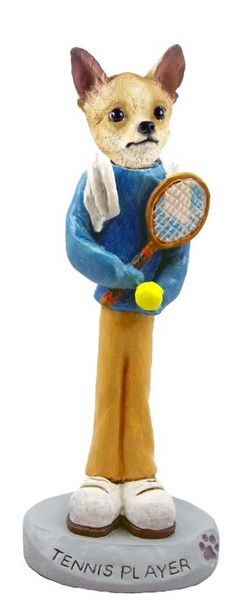 Tan & White Chihuahua Tennis Player Doogie Collectible Dog Figurine