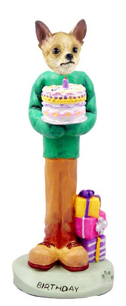 Tan & White Chihuahua Birthday Doogie Collectible Dog Figurine