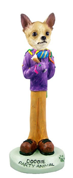 Tan & White Chihuahua Party Animal Doogie Collectible Dog Figurine