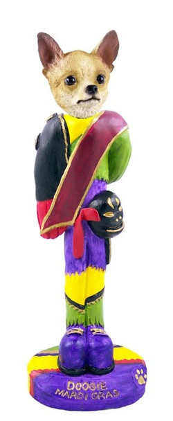 Tan & White Chihuahua Mardi Gras Doogie Collectible Dog Figurine