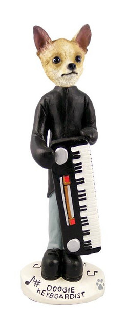 Tan & White Chihuahua Keyboardist Doogie Collectible Dog Figurine