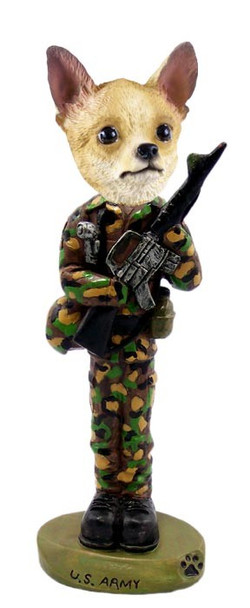 Tan & White Chihuahua U S Army Doogie Collectible Dog Figurine