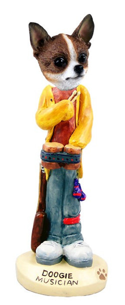 Brindle & White Chihuahua Musician Doogie Collectible Dog Figurine
