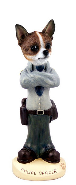Brindle & White Chihuahua Police Doogie Collectible Dog Figurine