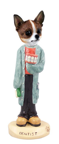 Brindle & White Chihuahua Dentist Doogie Collectible Dog Figurine