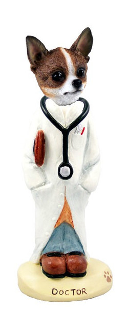 Brindle & White Chihuahua Doctor Doogie Collectible Dog Figurine
