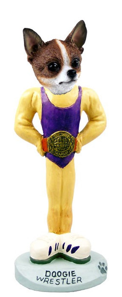 Brindle & White Chihuahua Wrestler Doogie Collectible Dog Figurine