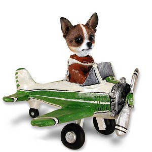 Brindle & White Chihuahua Airplane Doogie Collectible Dog Figurine