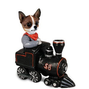 Brindle & White Chihuahua Train Doogie Collectible Dog Figurine