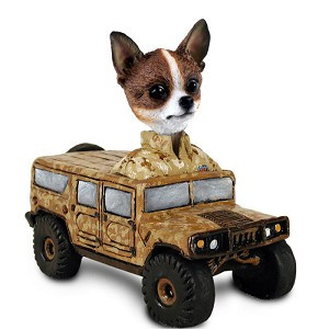 Brindle & White Chihuahua Hummer Doogie Collectible Dog Figurine