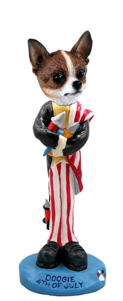 Brindle & White Chihuahua 4th of July Doogie Collectible Dog Figurine