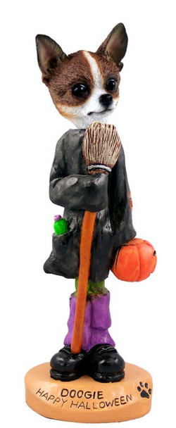 Brindle & White Chihuahua Happy Halloween Doogie Collectible Dog Figurine