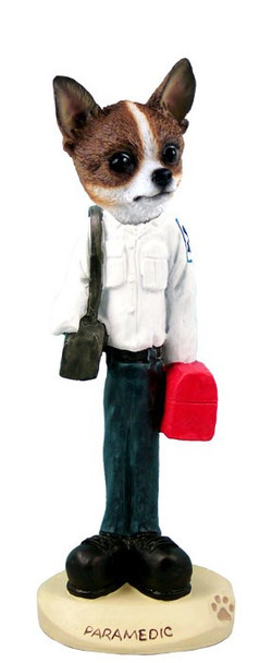Brindle & White Chihuahua Paramedic Doogie Collectible Dog Figurine