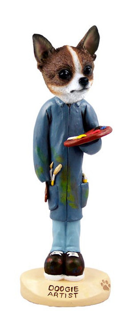 Brindle & White Chihuahua Artist Doogie Collectible Dog Figurine