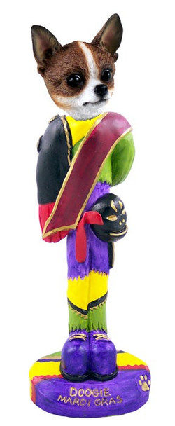 Brindle & White Chihuahua Mardi Gras Doogie Collectible Dog Figurine