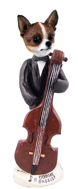 Brindle & White Chihuahua Bassist Doogie Collectible Dog Figurine