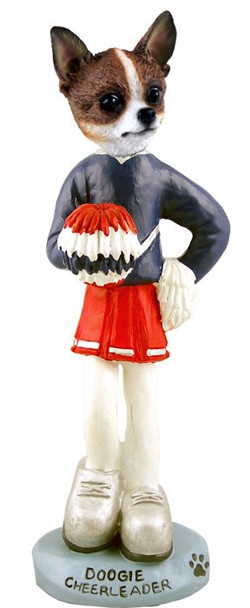 Brindle & White Chihuahua Cheerleader Doogie Collectible Dog Figurine