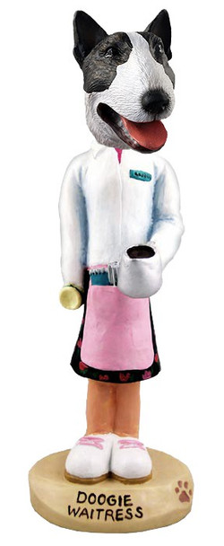 Brindle Bull Terrier Waitress Doogie Collectible Dog Figurine