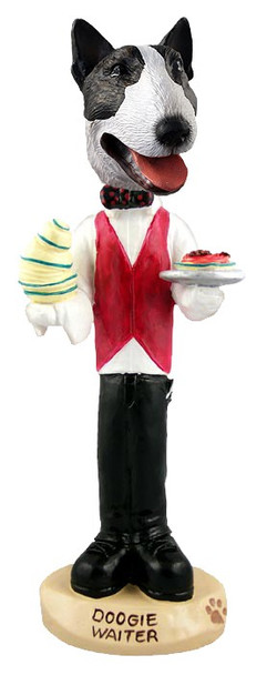 Brindle Bull Terrier Waiter Doogie Collectible Dog Figurine