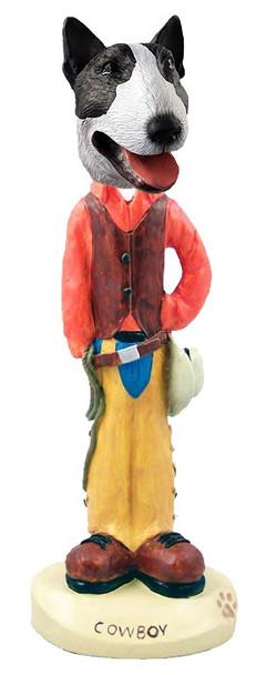 Brindle Bull Terrier Cowboy Doogie Collectible Dog Figurine