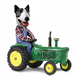 Brindle Bull Terrier Tractor Doogie Collectible Dog Figurine