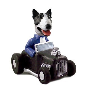 Brindle Bull Terrier Hot Rod Doogie Collectible Dog Figurine