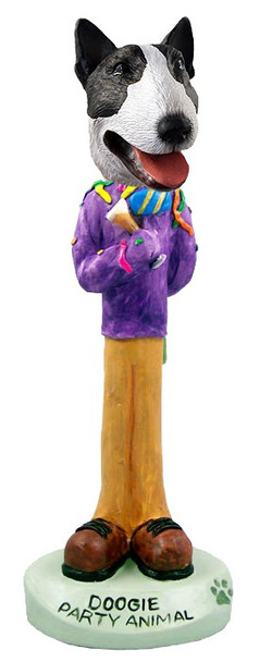 Brindle Bull Terrier Party Animal Doogie Collectible Dog Figurine