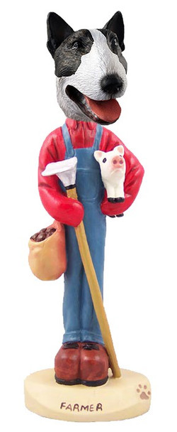 Brindle Bull Terrier Farmer Doogie Collectible Dog Figurine