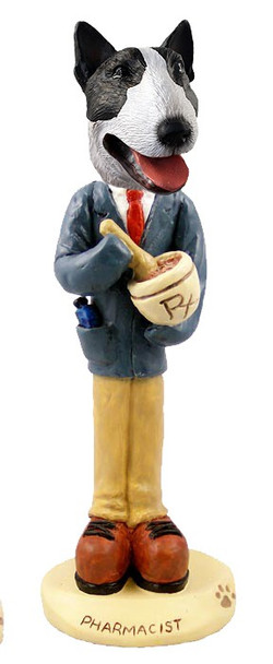 Brindle Bull Terrier Pharmacist Doogie Collectible Dog Figurine