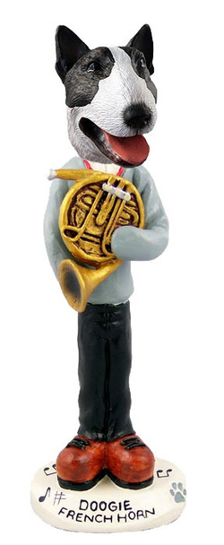 Brindle Bull Terrier French Horn Doogie Collectible Dog Figurine