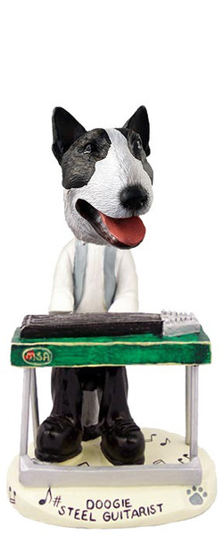 Brindle Bull Terrier Steel Guitarist Doogie Collectible Dog Figurine
