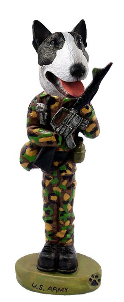 Brindle Bull Terrier U S Army Doogie Collectible Dog Figurine