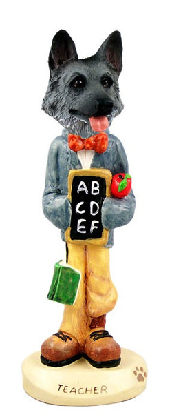 Black & Silver German Shepherd Teacher Doogie Collectible Dog Figurine