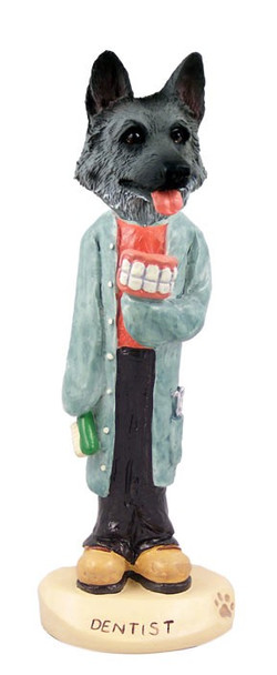 Black & Silver German Shepherd Dentist Doogie Collectible Dog Figurine