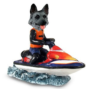 Black & Silver German Shepherd Jet Ski Doogie Collectible Dog Figurine